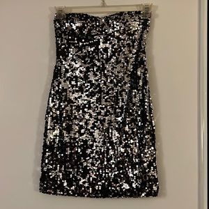 As U Wish Size Small Black and Silver Sequin Tube Dress